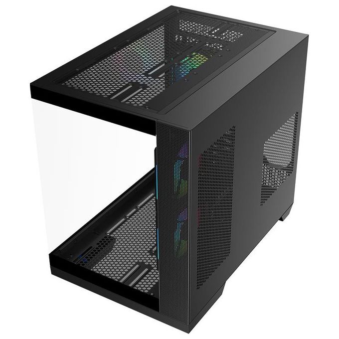 Itek ITGCADCDSB DARK CAVE DS Case Tower Gaming ATX micro ATX Mini ITX 3x120mm ARGB Vetro Temperato USB Type C colore Nero