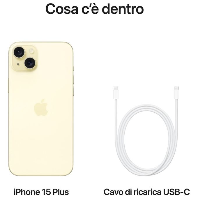 Apple MU1M3QL-A iPhone 15 Plus Smartphone 512GB Display 6.7'' OLED 5G iOS 17 colore Giallo