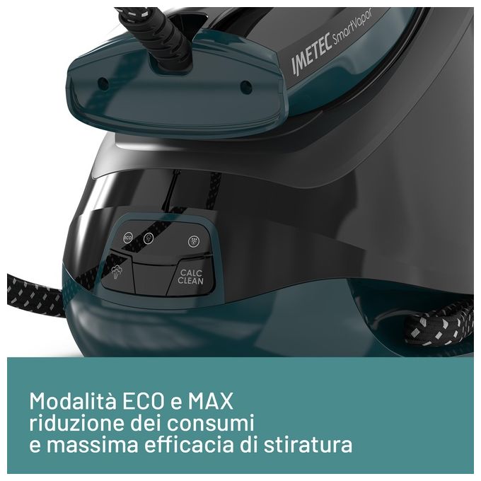Imetec 9047 SmartVapor Ferro da Stiro con Caldaia 2400 W 6 bar Serbatoio 1,8 L Piastra Ceramica Vapore Verticale colore Nero Verde