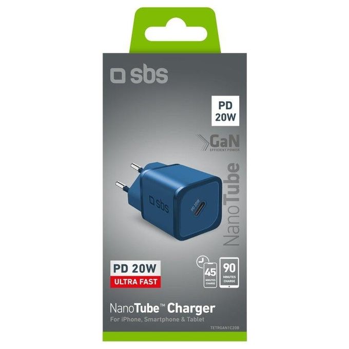 Sbs Caricabatterie Usb Nanotube Charger PD 20W Blu