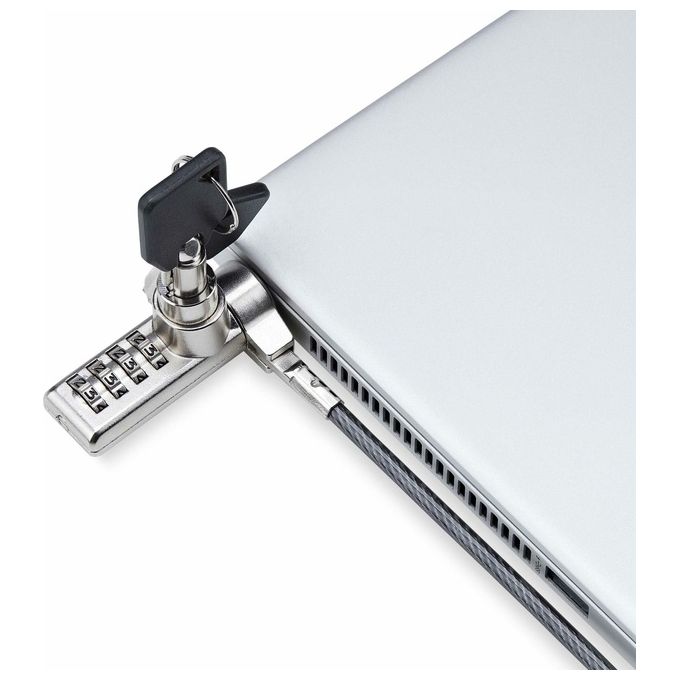 StarTech.com DUALKA10-LAPTOP-LOCK Cavo di Sicurezza per Notebook a Duplice Accesso 2 m con Chiave Identica e Combinazione a 4 Cifre Resettabile Colore Nero