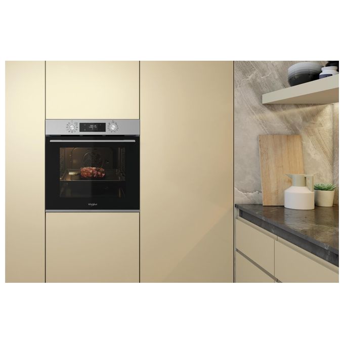 Whirlpool OMK58HU0X Elements Forno da incasso Elettrico Ventilato Multifunzione 71 L Classe A+ Grill Autopulizia Idrolitica (60x60x55 cm) colore Inox