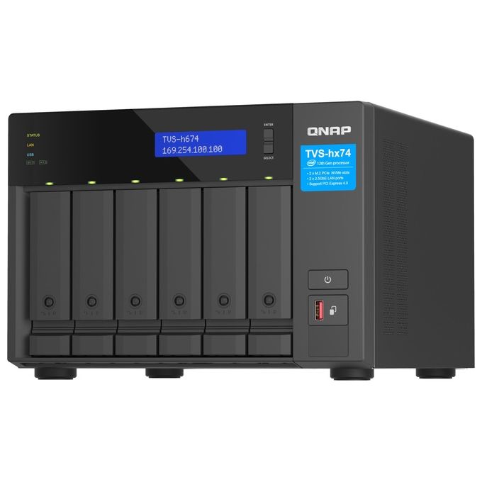 QNAP TVS-H674-I5-32G TVS-H674 NAS Tower Intel Core i5-12400 6 Core 32 GB DDR4 QuTS hero colore Nero