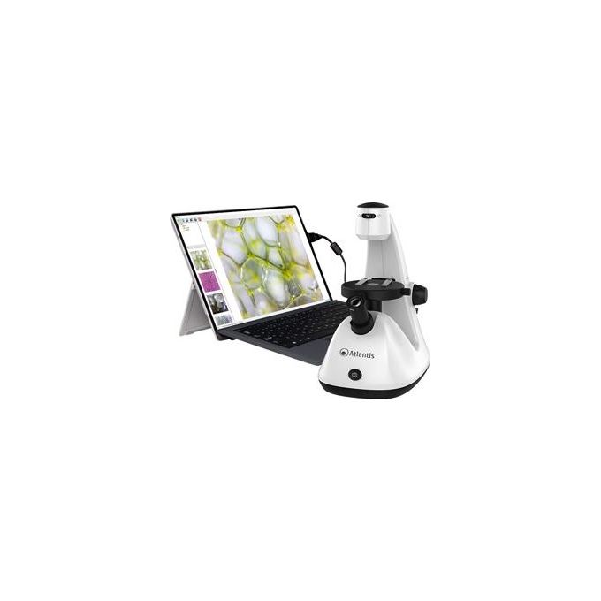 Atlantis E45-MS729 Microscopio Invertito Digitale USB Risoluzione UXGA 1600x1200 Ingrandimento 1300x Sensore CMOS colore Nero