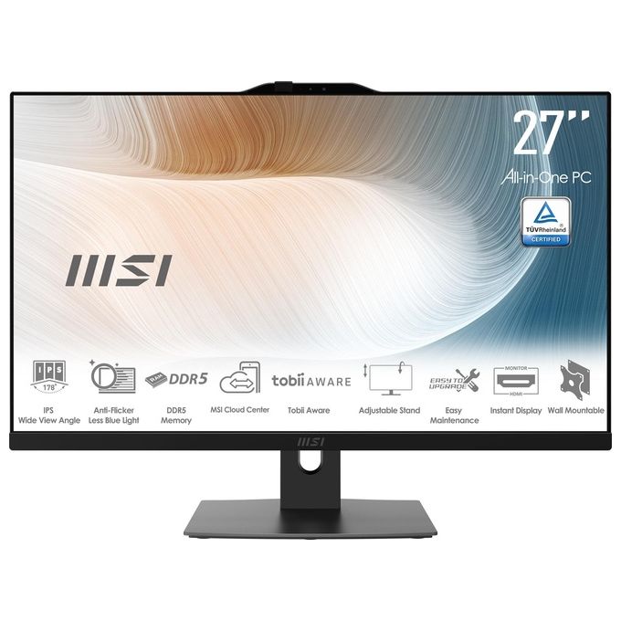 MSI 1M-851IT Modern PC All-in-One 27'' Full HD Intel Core 5 120U 8GB DDR5 512GB SSD Windows 11 Pro colore Nero