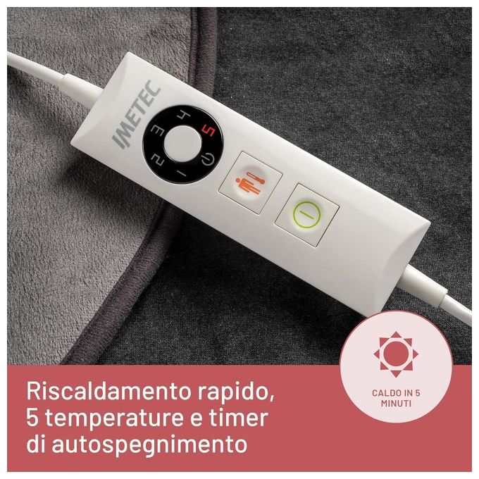 Imetec 16963 Intellisense Lumbar Termoforo Lombare 5 Temperature Fascia Elastica Electro Block Lavabile 61x38 cm