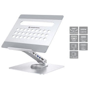 Conceptronic DONN27G Supporto per Laptop con Docking Station 7in1 Hub USB 3.2 HDMI Lettore Schede 100W colore Argento