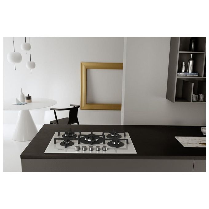 Whirlpool GOA7523-WH Piano Cottura a Gas 5 Zone Griglie in Ghisa 73 cm Bianco