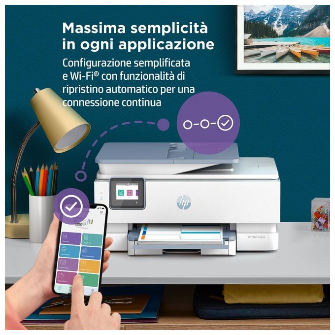 HP 2H2P6B ENVY Inspire 7921e Stampante Multifunzione Inkjet A4 15 ppm Wi-Fi Fronte Retro ADF 35 fogli colore Bianco