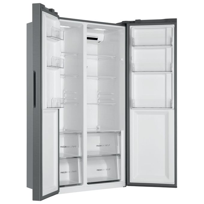 Haier HSR3918ENPG Serie 3 Frigorifero Side by Side 528 L 177 cm Classe E 38 dB No Frost Inverter Multi Air Flow colore Argento