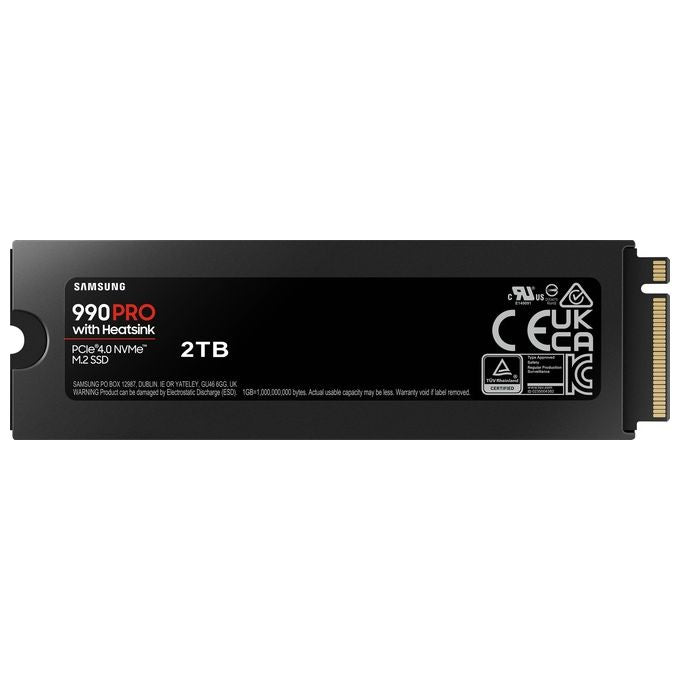 Samsung MZ-V9P2T0GW 990 PRO SSD Interno M.2 NVMe PCIe 4.0 2 TB 7450 MB-s con Dissipatore