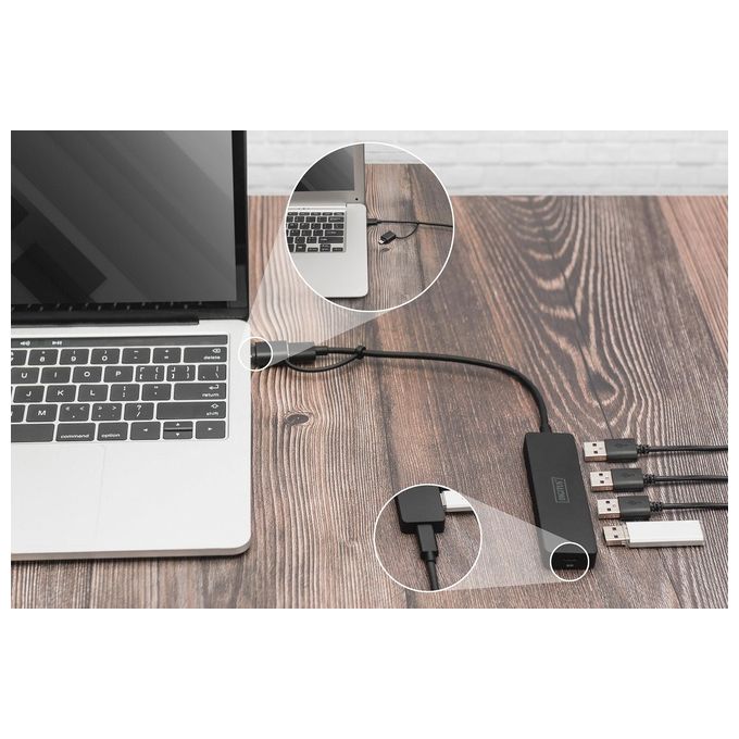 Digitus Hub Usb 3.0 4 Porte Slim Line