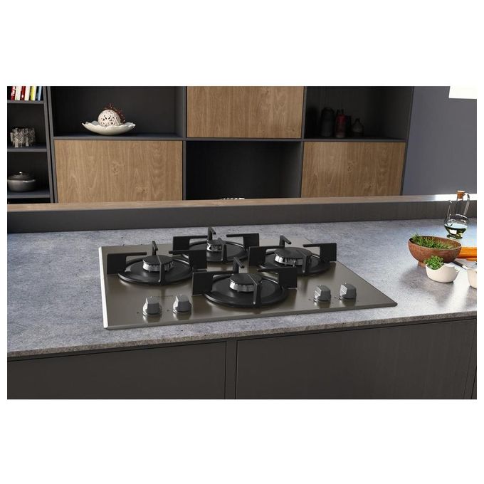 Hotpoint HAGD 61S-CH Diamond Piano cottura Gas 60 cm 4 fuochi Vetro Griglie Ghisa Accensione Elettrica colore Champagne
