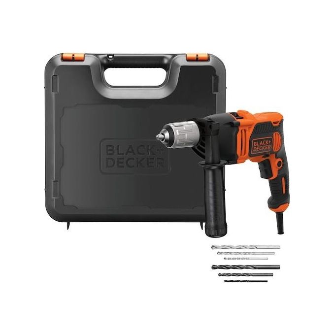 Black+Decker Trapano Percussione 2 Velocita'  Meccaniche 850W Mandrino Autoserrante con Valigetta e Accessori