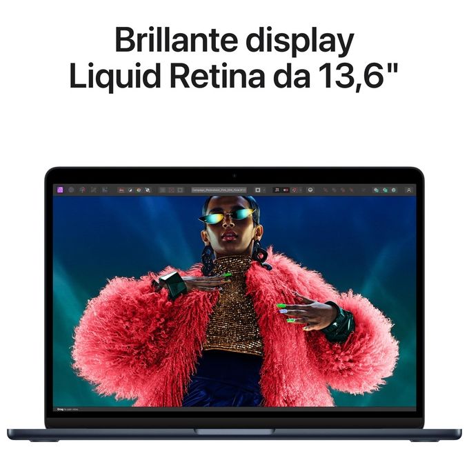 Apple MRXV3T-A MacBook Air Computer portatile Chip M3 CPU 8-core GPU 8-core 8 GB 256 GB SSD colore Mezzanotte