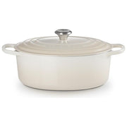 LE CREUSET LS2502-31716SS Signature Evolution Cocotte Ovale in Ghisa con Coperchio Diametro 31 cm Capacita' 6.3 L Adatto a Tutte le Fonti di Calore incluso Induzione colore Meringue