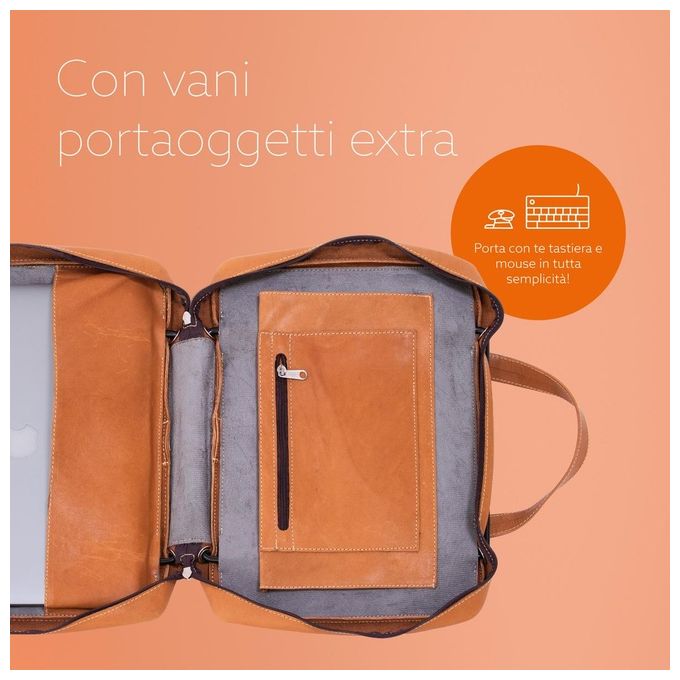 R-Go Tools RGOAVLAPBR Borsa per Laptop Ergonomica con Supporto Integrato Regolabile in Altezza 39,6 cm (15.6'') 2 Scomparti Pelle Pieno Fiore Colore Marrone