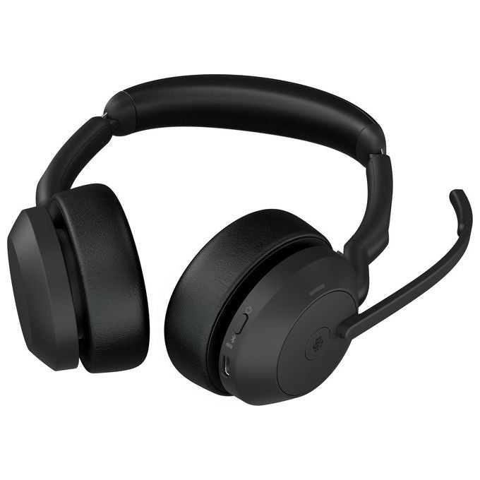 Jabra 25599-999-899 Evolve2 55 Auricolare Wireless Bluetooth con Cancellazione Attiva del Rumore Base di Ricarica incluso colore Nero