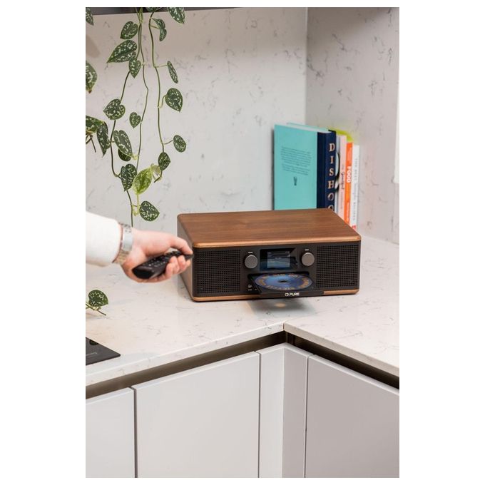 Pure CLASSIC C-D6 Sistema Musicale Mini Hi-Fi Radio DAB+ FM Bluetooth 5.3 30W con Lettore CD Display TFT 2.4'' colore Nero Noce