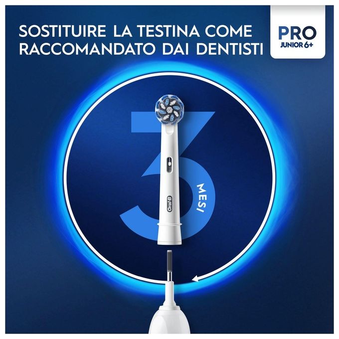Oral-B 8006540743027 Junior Spazzolino elettrico rotante 3 modalita' Timer 2 min colore Verde