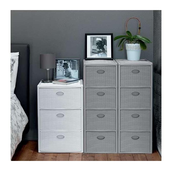 Stefanplast Elegance Cassettiera Slim Rattan 4 Cassetti Grigio 29x37x80cm