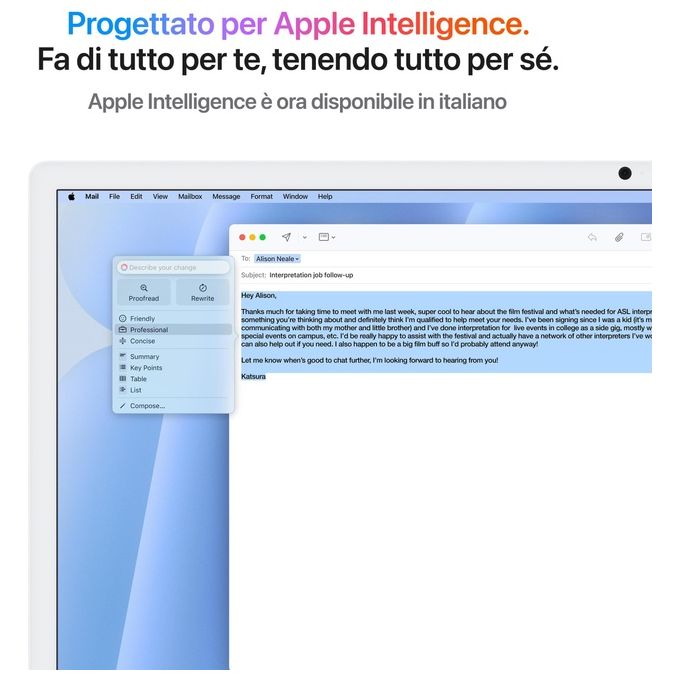Apple, iMac 24'' Retina 4,5K, Chip M4 CPU 10-core, GPU 10-core, 24GB RAM, 512GB SSD, Blu