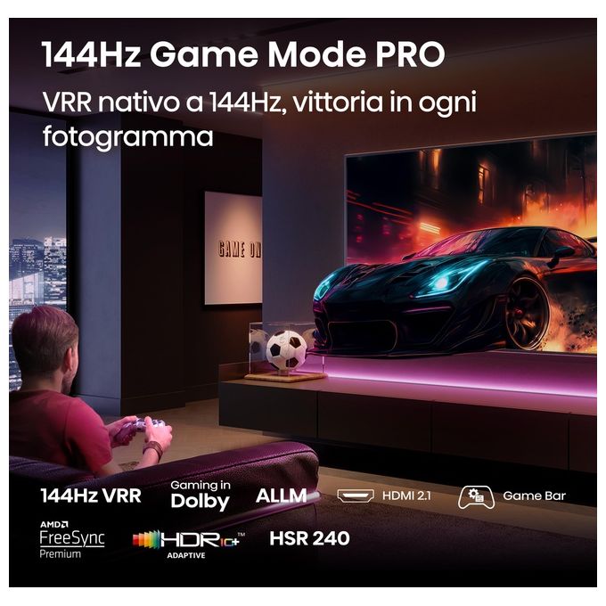 Hisense 100E7QPRO Smart TV QLED 100'' 4K Ultra HD 144Hz HDR Dolby Vision AMD FreeSync Premium VIDAA colore Nero
