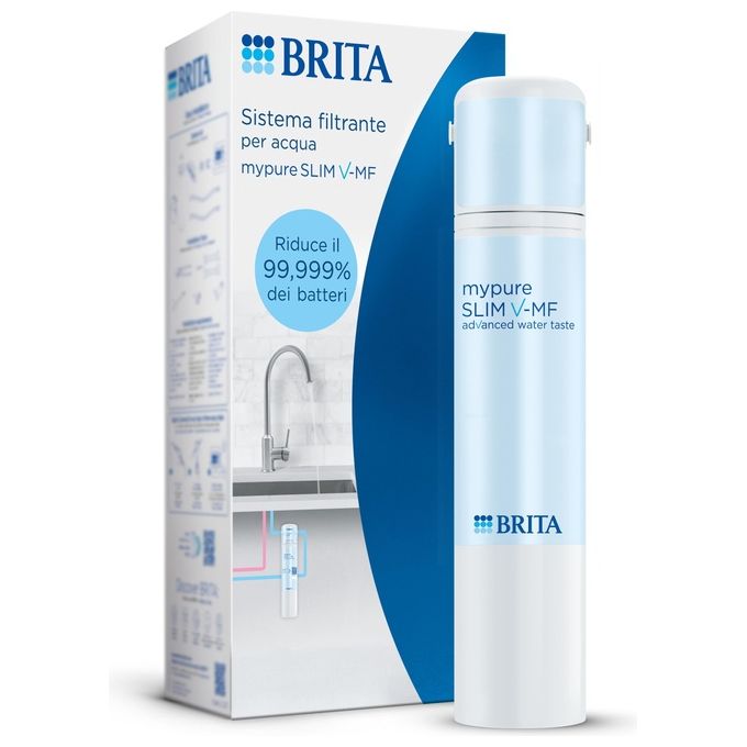 Brita 1053535 mypure SLIM V-MF Filtro Acqua Sottolavello 3 Stadi 8000 L 12 Mesi Timer Digitale colore Bianco