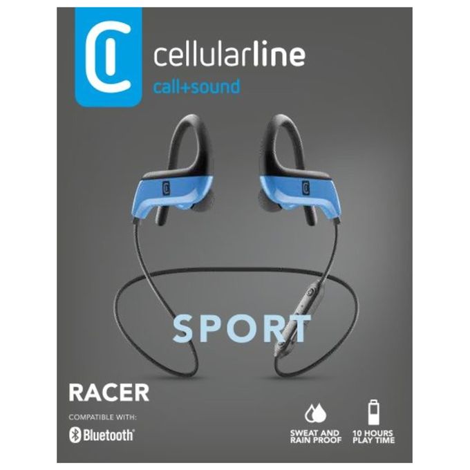 Cellularline BTRACERB Racer Auricolari Bluetooth Sport In-Ear Stereo IPX5 8h autonomia colore Blu