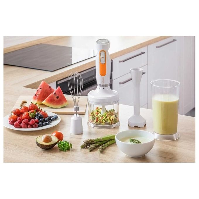 Sencor SHB_4260WH-EUE3 Frullatore ad immersione 600 W con bicchiere 700 ml e tritatutto 500 ml colore Arancione Bianco
