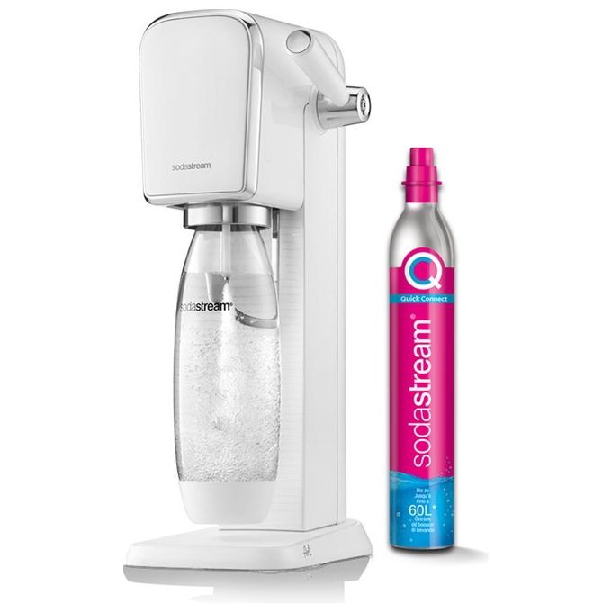 SodaStream 1013511410 ART Gasatore d'Acqua Starter Kit Bottiglia 1 L Ricarica CO2 60 L Snap-lock colore Bianco
