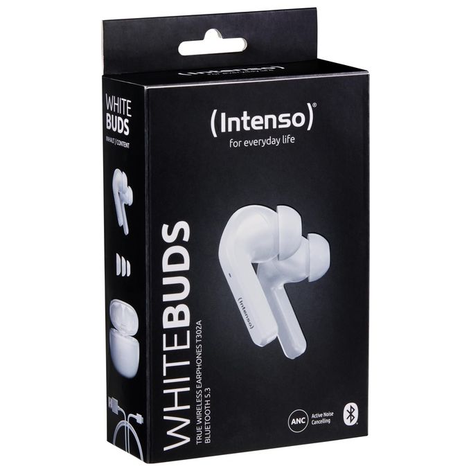 Intenso 3720302 White Buds T302A Auricolari TWS In Ear ANC Bluetooth 5.3 35 ore IPX4 colore Bianco