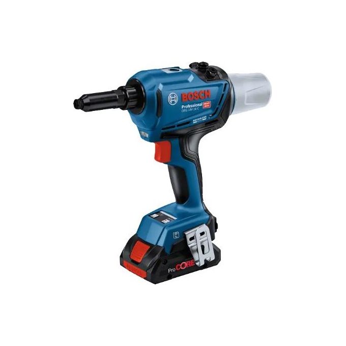 Bosch 0 601 9K5 001 GRG 18V-16 C Rivettatrice Elettrica a Batteria 18 V 4 Ah 16000 N Motore Brushless Bluetooth Integrato colore Nero Verde