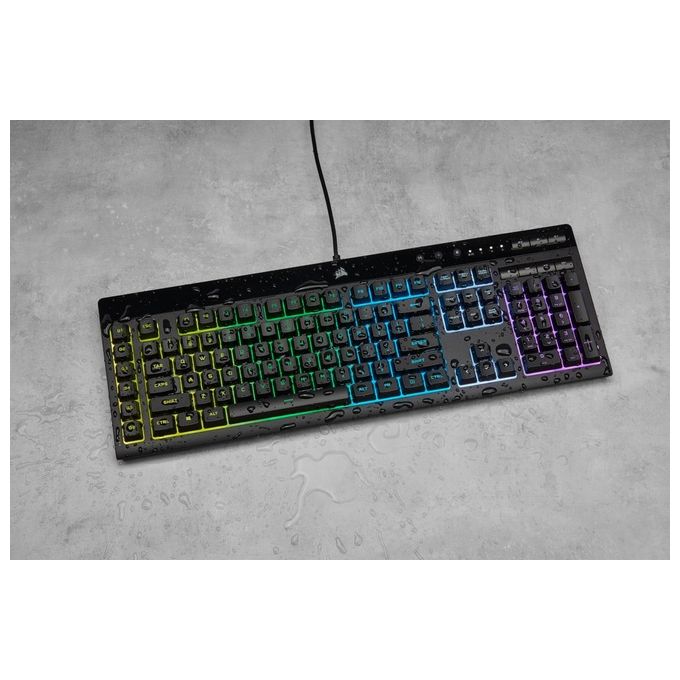 Corsair CH-9226765-IT K55 RGB PRO Tastiera Gaming a Membrana Cablata QWERTY Layout IT LED RGB 5 Zone 6 Macro Tasti IP42 colore Nero