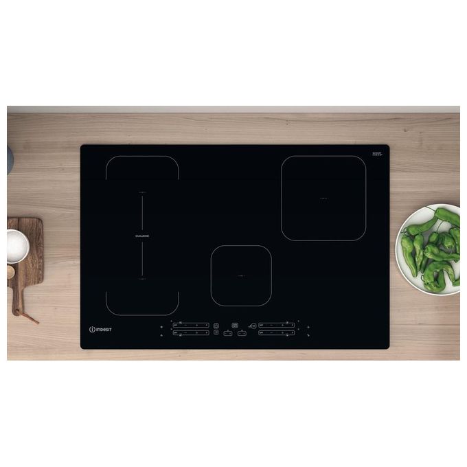 Indesit IB21B77NE Piano cottura a induzione 77 cm 4 zone PushandGo DualZone Touch 7200 W colore Nero