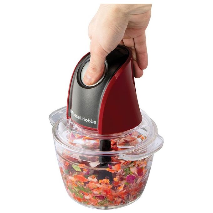 Russell Hobbs 27130-56 Tritatutto Elettrico 0.5 L 200 W Lame Inox Ciotola in Vetro Lavastoviglie colore Rosso