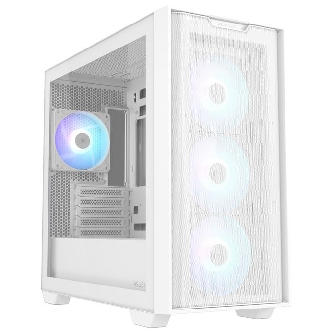 ASUS 90DC00H3-B19010 A21 PLUS TG ARGB Case Micro ATX e Mini ITX con Pannello Frontale Mesh e Vetro Temperato 4 Ventole ARGB Preinstallate Supporta Radiatori 360 mm e Schede Grafiche 380 mm colore Bianco
