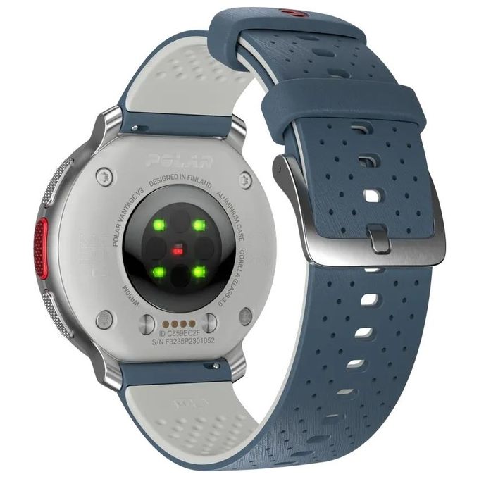 Polar 900108892 Vantage V3 Smartwatch Sportivo con Display AMOLED 1,39'' GPS Dual-Frequency ECG SpO2 colore Argento con Cinturino Blu