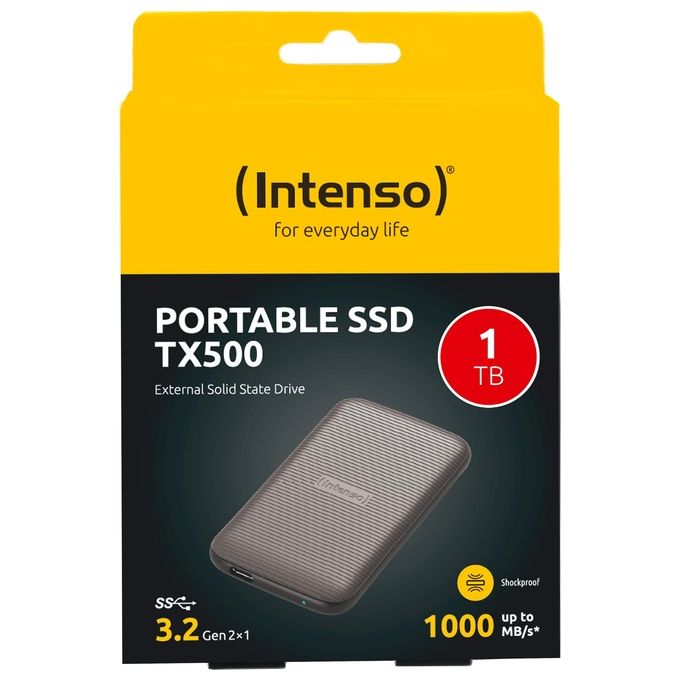 Intenso 3827460 TX500 SSD esterno 1 TB USB 3.2 Gen 2x1 velocita' fino a 1000 MB-s colore Marrone