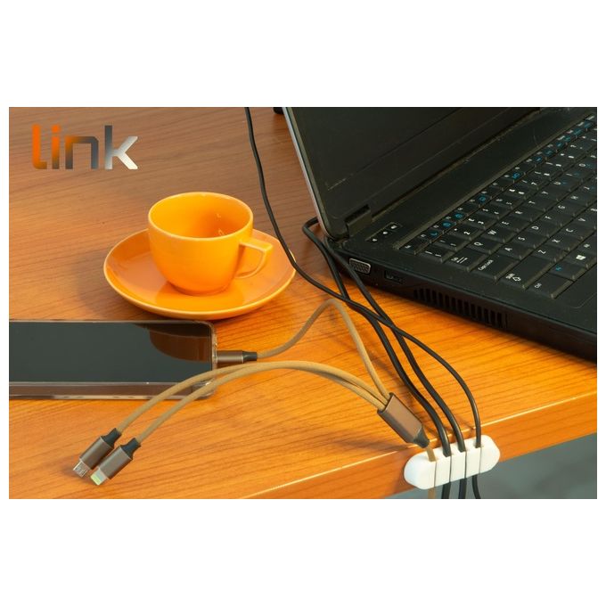 Link Kit 2 Pezzi Supporti per Gestione Cavi 4 Posizioni Bianco