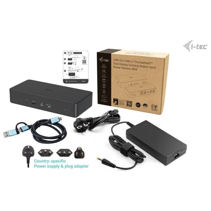 I-TEC DOCKING STATIONS CADUAL4KDOCKPD2IT USB 3.0 USB-C Thunderbolt 3 Docking Station Professionale Dual 4K 60Hz Power Delivery 100W colore Nero