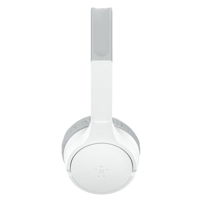 Belkin AUD002btWTV3 SoundForm Mini Cuffie On-Ear Wireless per Bambini fino a 30 ore di riproduzione Bluetooth 5.3 limite volume 85 dB colore Bianco