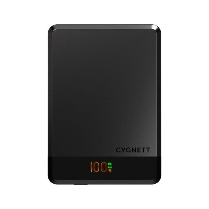 Cygnett CY5092PBCHE MagSlim Power Bank 5000 mAh MagSafe Wireless 15W Display USB-C colore Nero