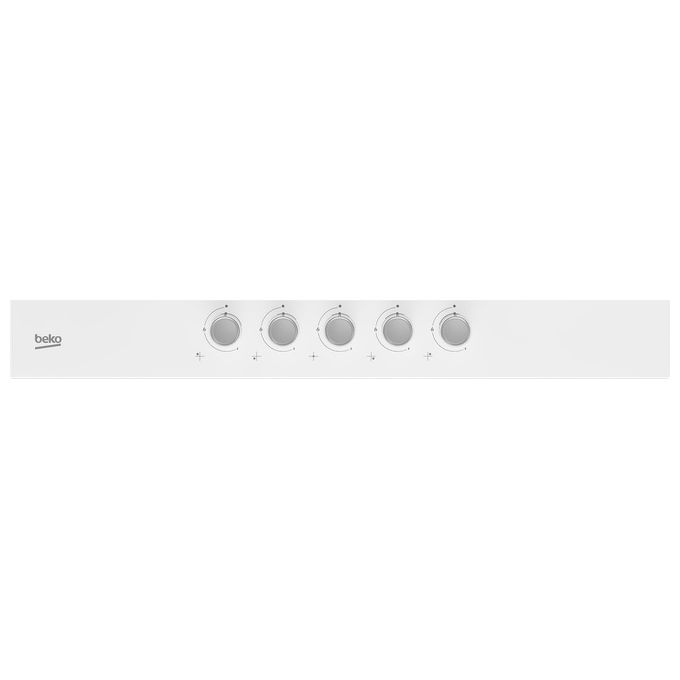 BEKO HILW75222SW Piano Cottura a Gas in Vetroceramica 5 Fuochi 1 Bruciatore Wok Griglia in Ghisa 75 cm Bianco