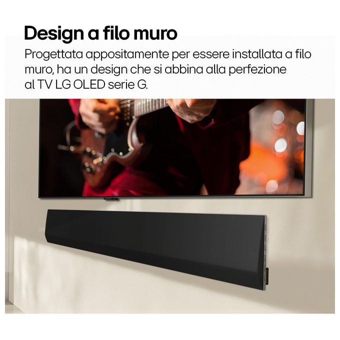 LG SG10TY Soundbar TV 3.1 Canali 420W Dolby Atmos Wi-Fi Subwoofer Wireless Design a Filo Muro 3.25cm colore Nero
