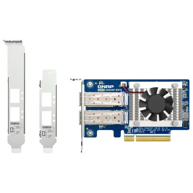 QNAP QXG-25G2SF-E810 Scheda di Rete Interna 25 Gbps PCI Express 4.0 SFP28 2 Porte Fibra colore Verde