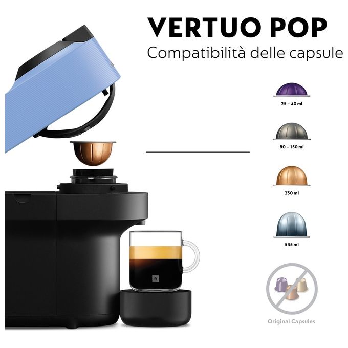 De'Longhi ENV90.A Vertuo Pop Macchina da caffe' Capsule Nespresso 0,56 L 1260 W Wi-Fi colore Blu