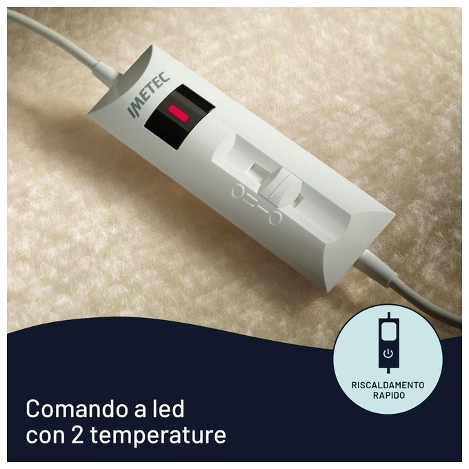 Imetec 16800B Comfort Scaldasonno Matrimoniale 150x160 cm 2 Temperature 150W Sistema Sicurezza ElectroBlock colore Bianco
