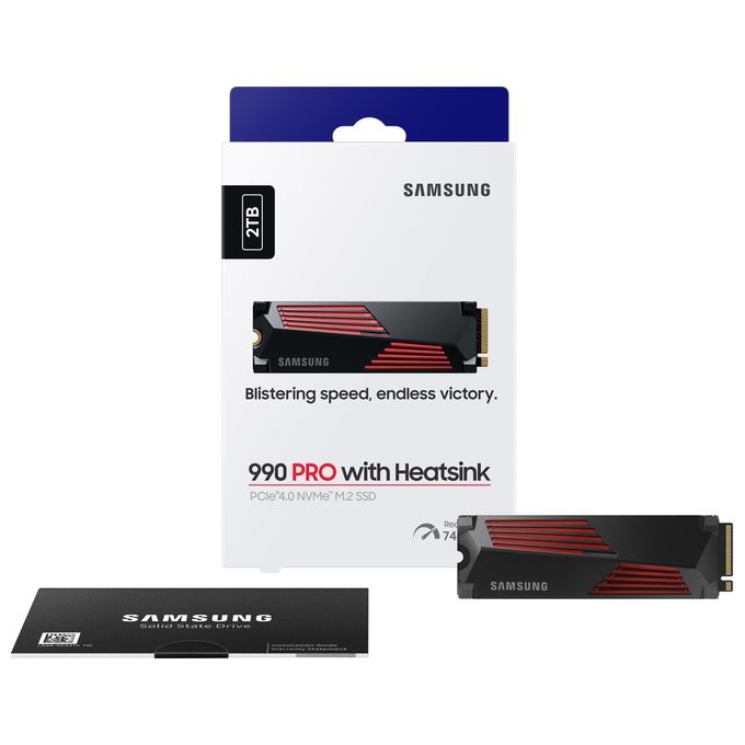 Samsung MZ-V9P2T0GW 990 PRO SSD Interno M.2 NVMe PCIe 4.0 2 TB 7450 MB-s con Dissipatore