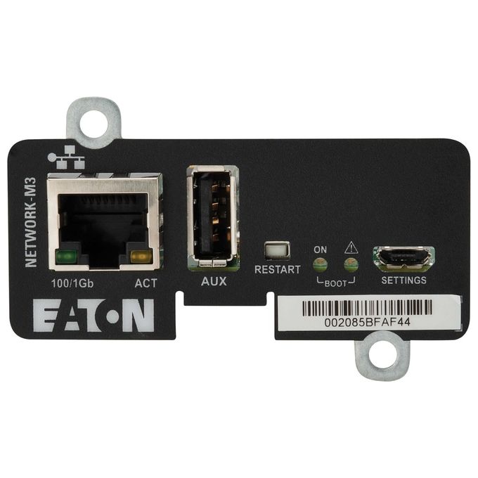 Eaton NETWORK-M3 Scheda di rete e adattatore interno Ethernet 1000 Mbit-s Tecnologia Cablato Interfaccia MiniSlot Gigabit Ethernet colore Nero